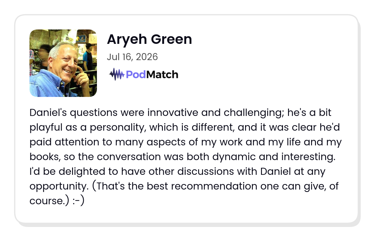 PodMatch guest review from Aryeh Green