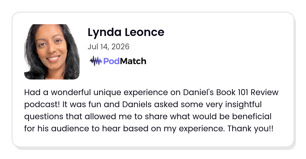 PodMatch guest review from Lynda Leonce